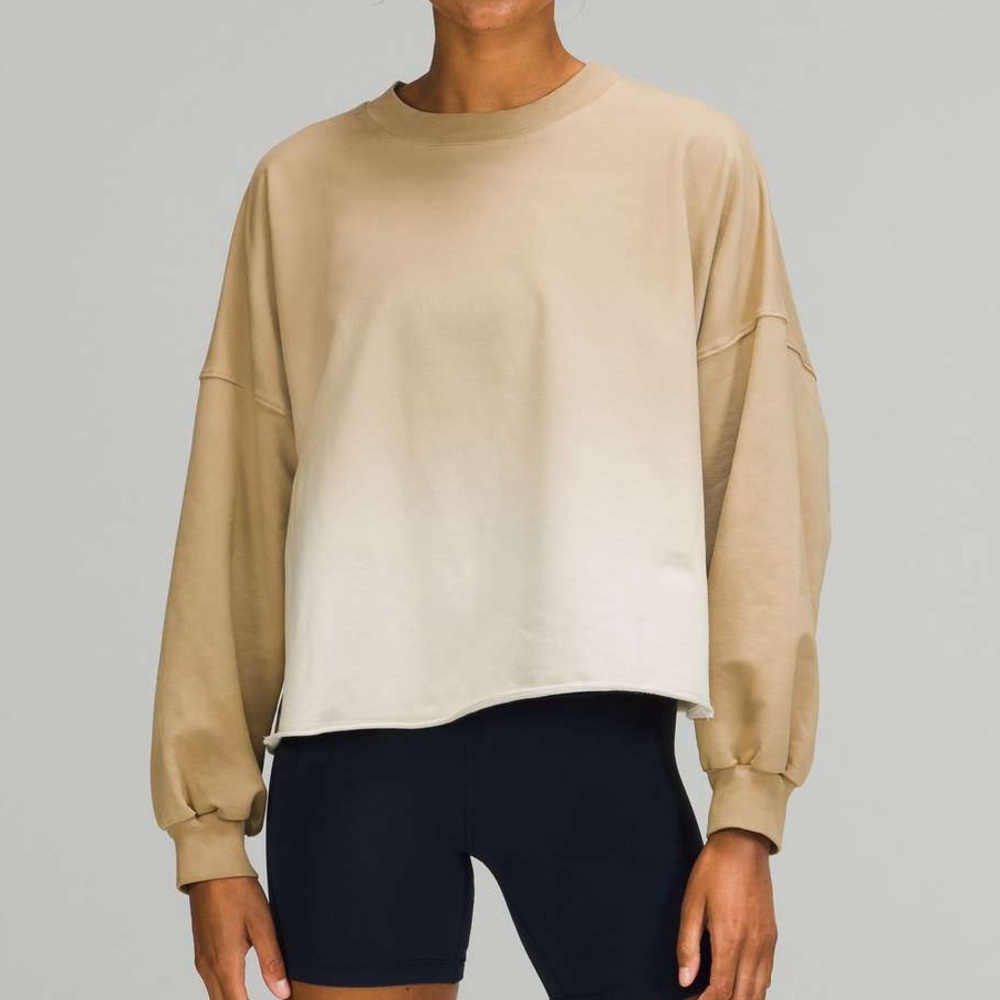 LULULEMON LA OVERSIZED BOXY CREW TAN OMBRE STRETCH SWEATSHIRT - Picture 4 of 4